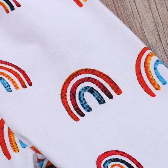 Rainbow Girls Long Sleeve White Outfit Set - Picture 3 of 4